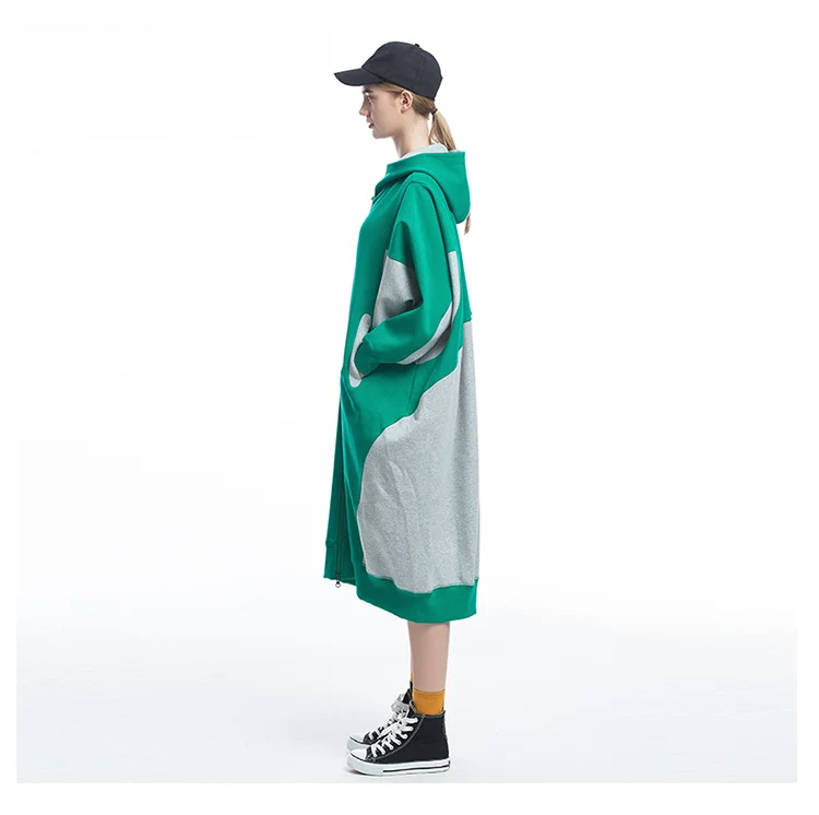 Women Spring Autumn New Casual Ultra Loose Long Hooded Knitted Cotton Sweatshirt Ladies Oversize Hoodies Coat