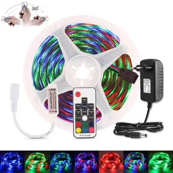 

RGB LED Strip Lights 2835 Waterproof Flexible Tiras Led DC 12V Diode Tape 5m 10m 15m RF Wireless Controller Power Supply Adapter