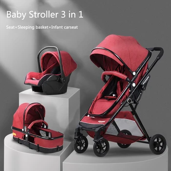 

Multifunctional 3 in 1 Baby Stroller Light Weight Stroller Portable One-click Folding Lightweight Baby Carrier Infant Pram