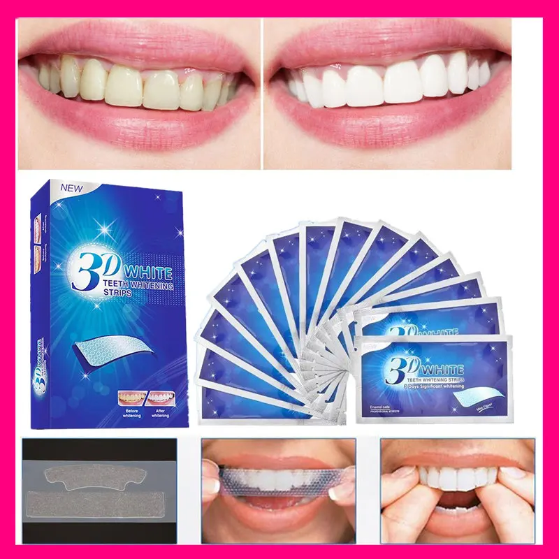 

28Pcs/14Pair 3D Teeth Whitening Stripes Teeth Bleaching Tools White Veneers Double Elastic Strip Dental Oral Hygiene Clean Kit