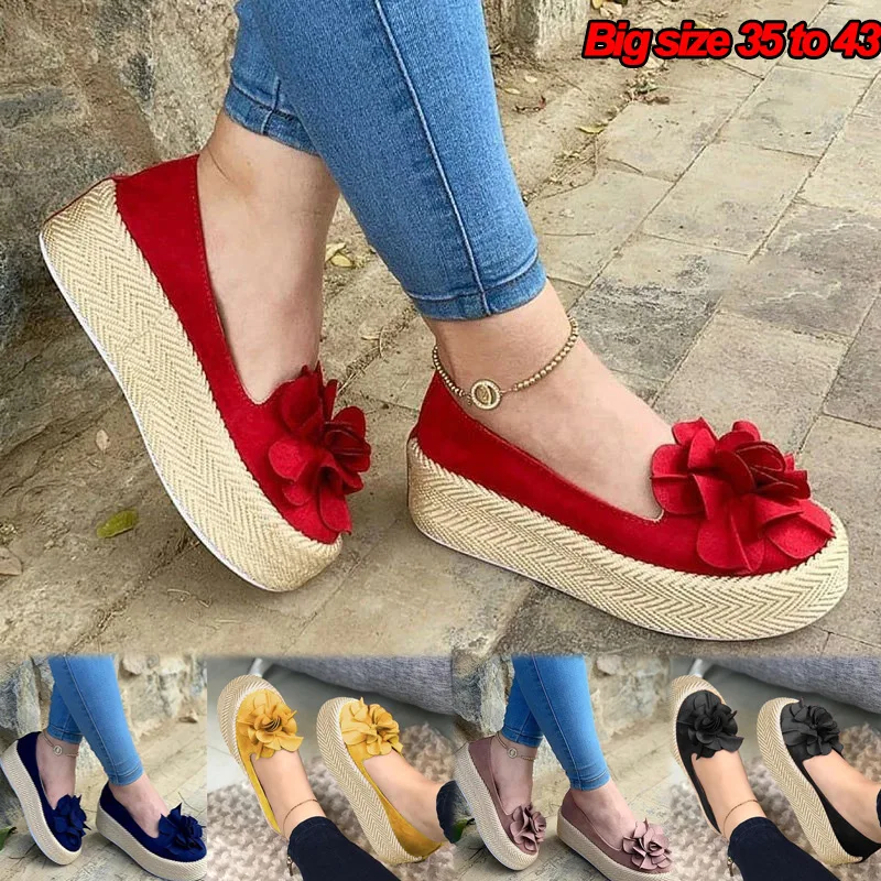 

Big Size Causal Shoes Girl Platform Slip on Espadril