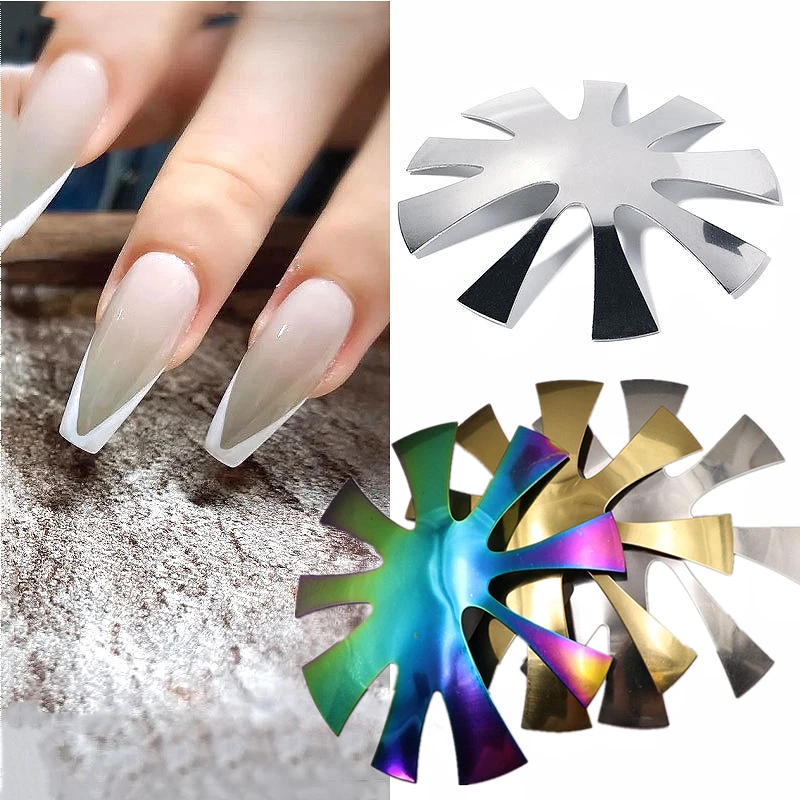 Cortaúñas para manicura profesional, 9 tamaños, corte de sonrisa francesa, línea en V, forma de almendra, cortaúñas, acrílico, rosa, blanco, FRANCÉS