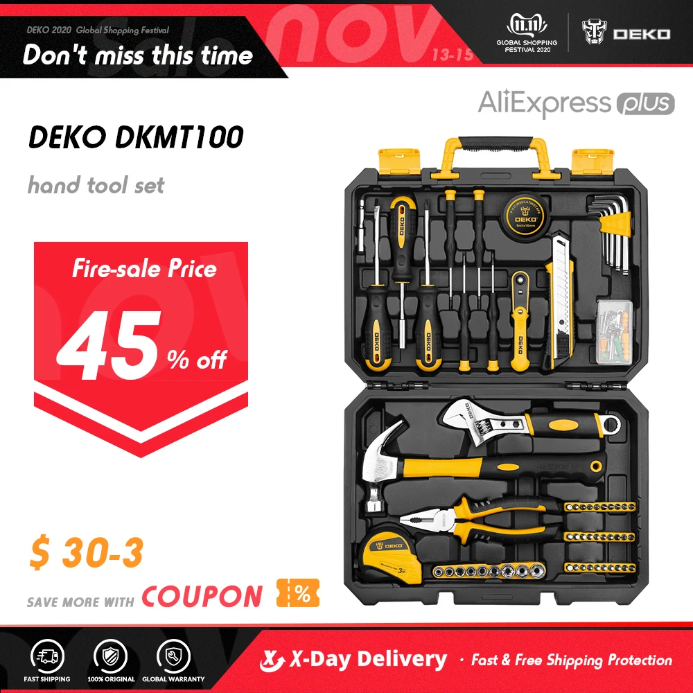 DEKO DKMT100 Socket Wrench Tool Set Auto Repair