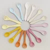 BPA Free Soft Silicone Spoon For Baby Utensils Set Auxiliary Food Toddler Learn To Eat Training Bendable Fork Children Tableware 2