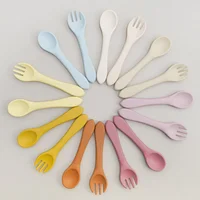 BPA Free Soft Silicone Spoon For Baby Utensils Set Auxiliary Food Toddler Learn To Eat Training Bendable Fork Children Tableware 2