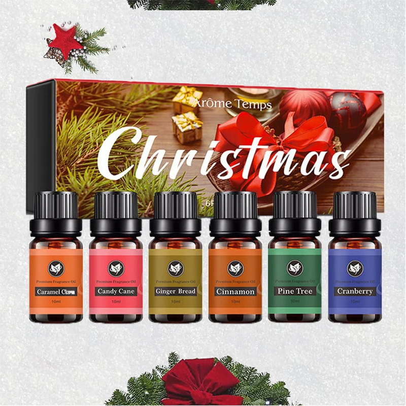 Christmas Essential Oil Gift Set 6 pcs 10ml Organic Natural Aromatherapy Diffuser Essential Oils