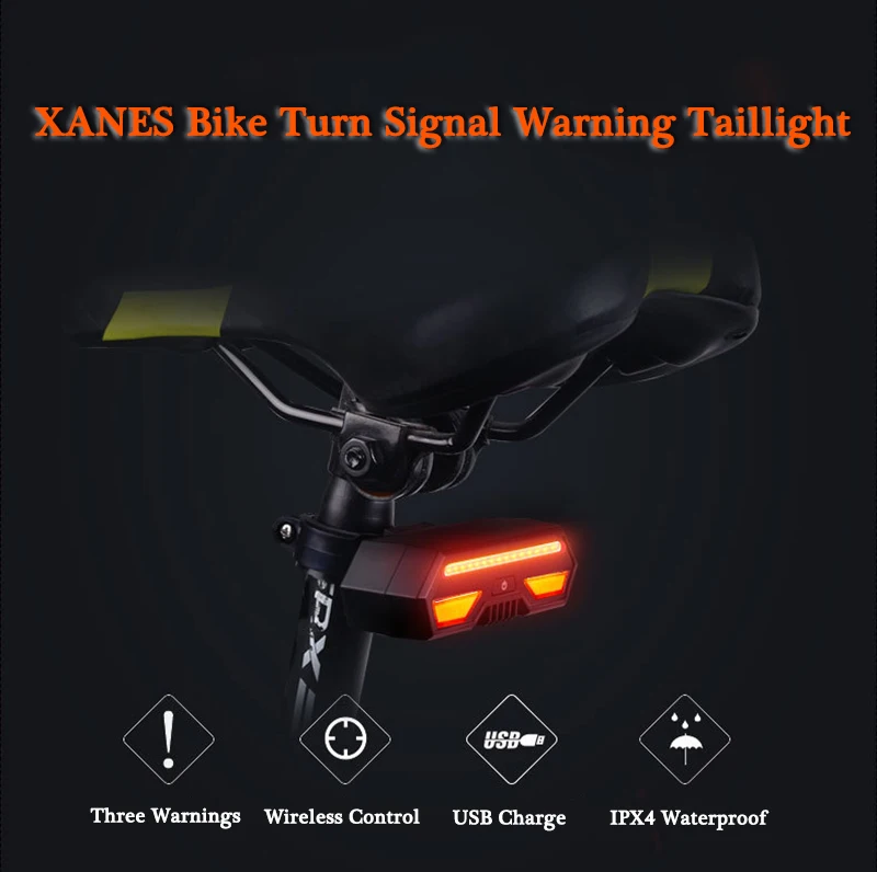 XANES STL14 Bike Bicycle Taillight Turn Signal Warning USB Waterproof Tail Light Cycling Lamp Cycling Lantern Torch Spotlights