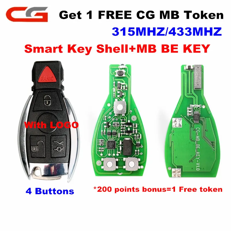 CG CGDI MB ключевую роль PRO(1 Мб в подарок маркер) 433/315 МГц переключатель с оболочка для Smart ключа 4 кнопки с логотипом для Mercedes-benz