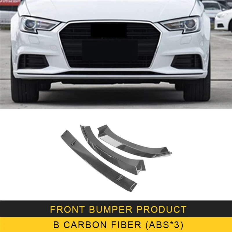 B carbon fiberX3 GELINSI для Audi A3- автомобильный ABS карбоновый передний Бампер Защитный чехол для крыла накладка рамка наклейка внешние аксессуары - Цвет: B carbon fiberX3