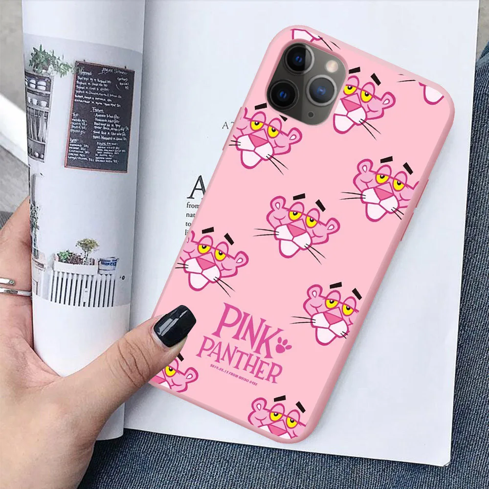Модный розовый матовый Мягкий силиконовый чехол для телефона iPhone 11 Pro MAX 6 6S 7 8 SE 5s MAX XR XS X Plus Kawai Розовая пантера