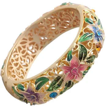 

Free shipping Cloisonne Bracelet Gift National Style Gold Plated double-layer bracelet from Japan and Korea