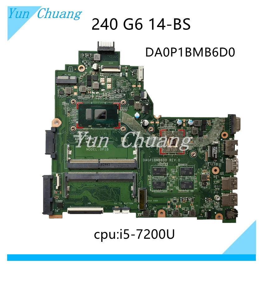 925431-601 925431-501 925431-001 для HP 240 G6 14-BS Материнская плата ноутбука DA0P1BMB6D0 SR2ZU I5-7200U ЦПУ 520 2