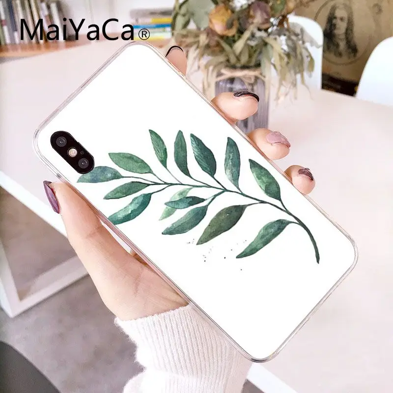 MaiYaCa растения для акварельных красок рукоделие принт рисунок чехол для iPhone X XS MAX 6 6s, 7, 7 plus, 8, 8 Plus, 5 5S SE XR 10