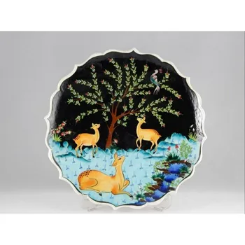 

Deer and Hand Painted Ceramic Plate-Tree of Life Turkey