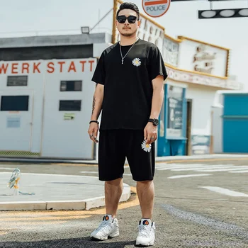

Large size men's suit Jiafei increase shorts short-sleeved T-shirt tide fat man five points 5 points sports casual wear 130 kg