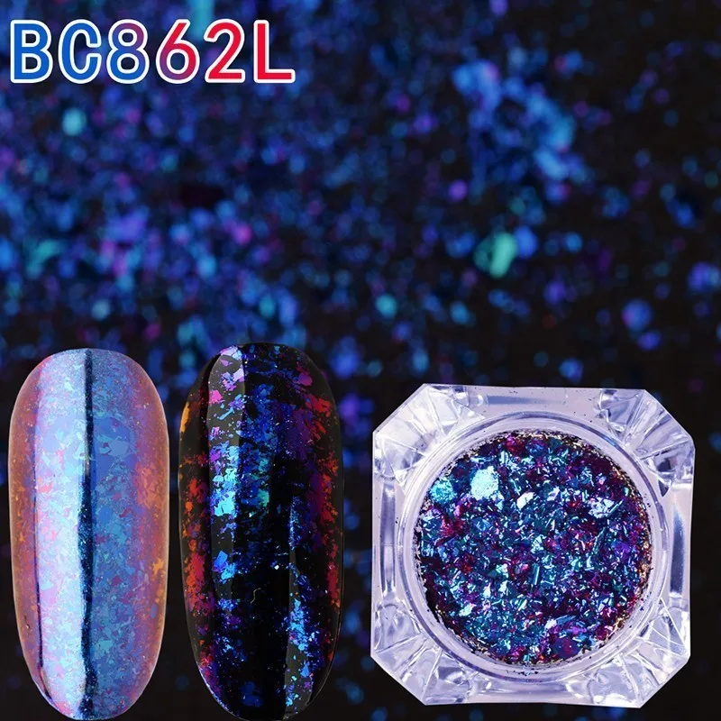 BEAUTYBIGBANG 0,1 г эффект хамелеона хлопья для ногтей блестки зеркальный порошковый хромированный пигмент Блестки для ногтей пыль - Цвет: 7