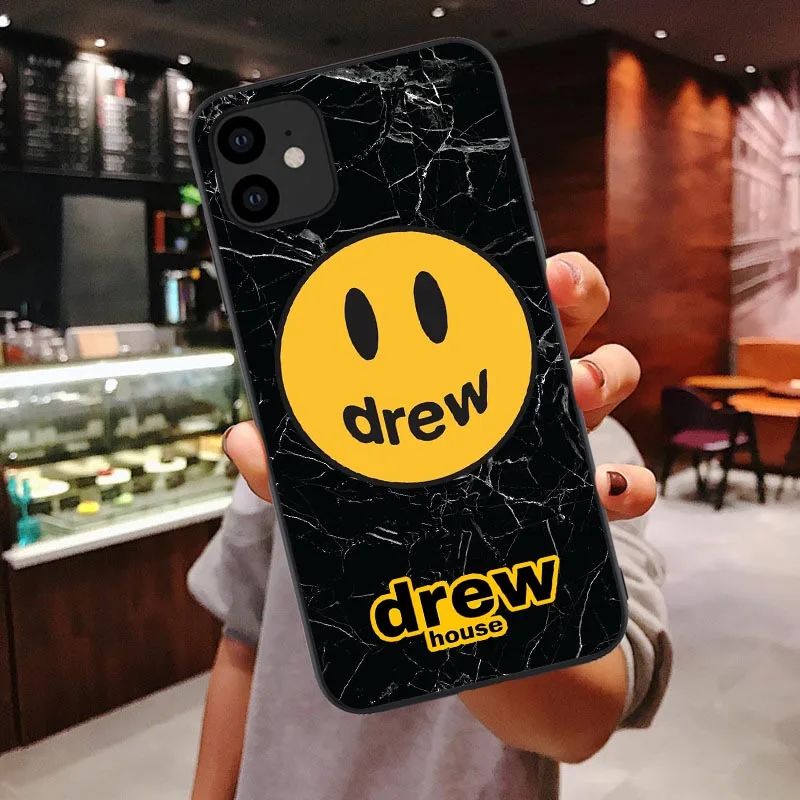 Роскошный бренд Drew House Джастин Бибер мягкий чехол для телефона для iPhone 11 Pro MAX Smiley face для iPhone X SE 6 6S 7 8 Plus XR Xs Max