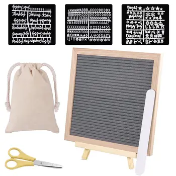 

DIY Grey Felt Letter Boards Set With 580 Characters 1 Wood Stand 1 Storage Bag 1 Scissor 1 Nail File 1 Letter Storage Box