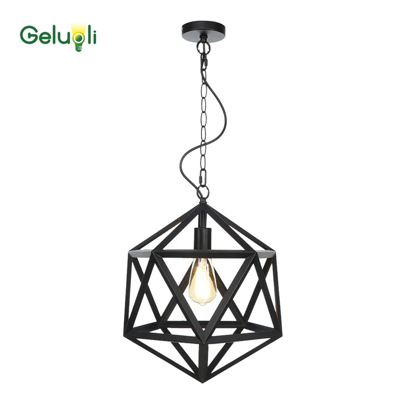 Matt Black Iron Minimalism Modern Chain Hang Line Light Pendant Light E27 Blub