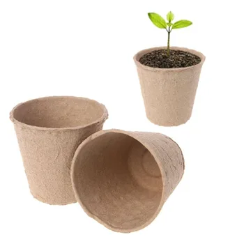 

50 Pieces 6cm Garden Round Peat Pots Plant Seedling Starters Cups Nursery Herb Seed Tray Planting Tools