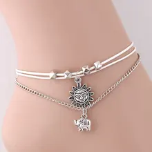 Европа и Америка Мода простота Подсолнух слон кулон Универсальный крутой ножной браслет ретро многослойный Богемский Браслет на лодыжку