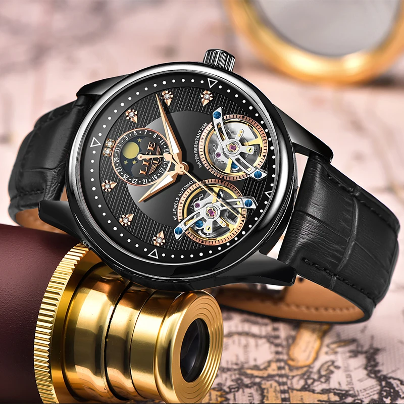 Reloj LIGE Men Watch Mechanical Tourbillon Luxury Fashion Brand Leather Male Sport Watches Men Automatic Watch Relogio Masculino Reloj LIGE Men Watch Mechanical Tourbillon Luxury Fashion Brand Leather Male Sport Watches Men Automatic Watch Relogio Masculino