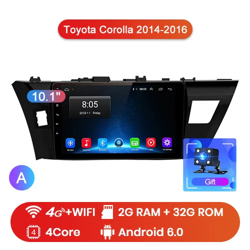 Junsun V1 pro 4G+ 64G CarPlay Android 9,0 DSP для Toyota Corolla автомобильный Радио Мультимедиа Видео плеер gps RDS 2 din dvd - Цвет: 4G-WIFI 2-32GB-A