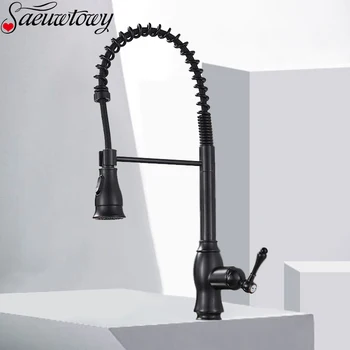 

Black Bronze Spring Pull Down Kitchen Faucet Mode 360 Rotating Hand-Held Shower Kitchen Faucet Crane Hot And Cold Kitchen Tap