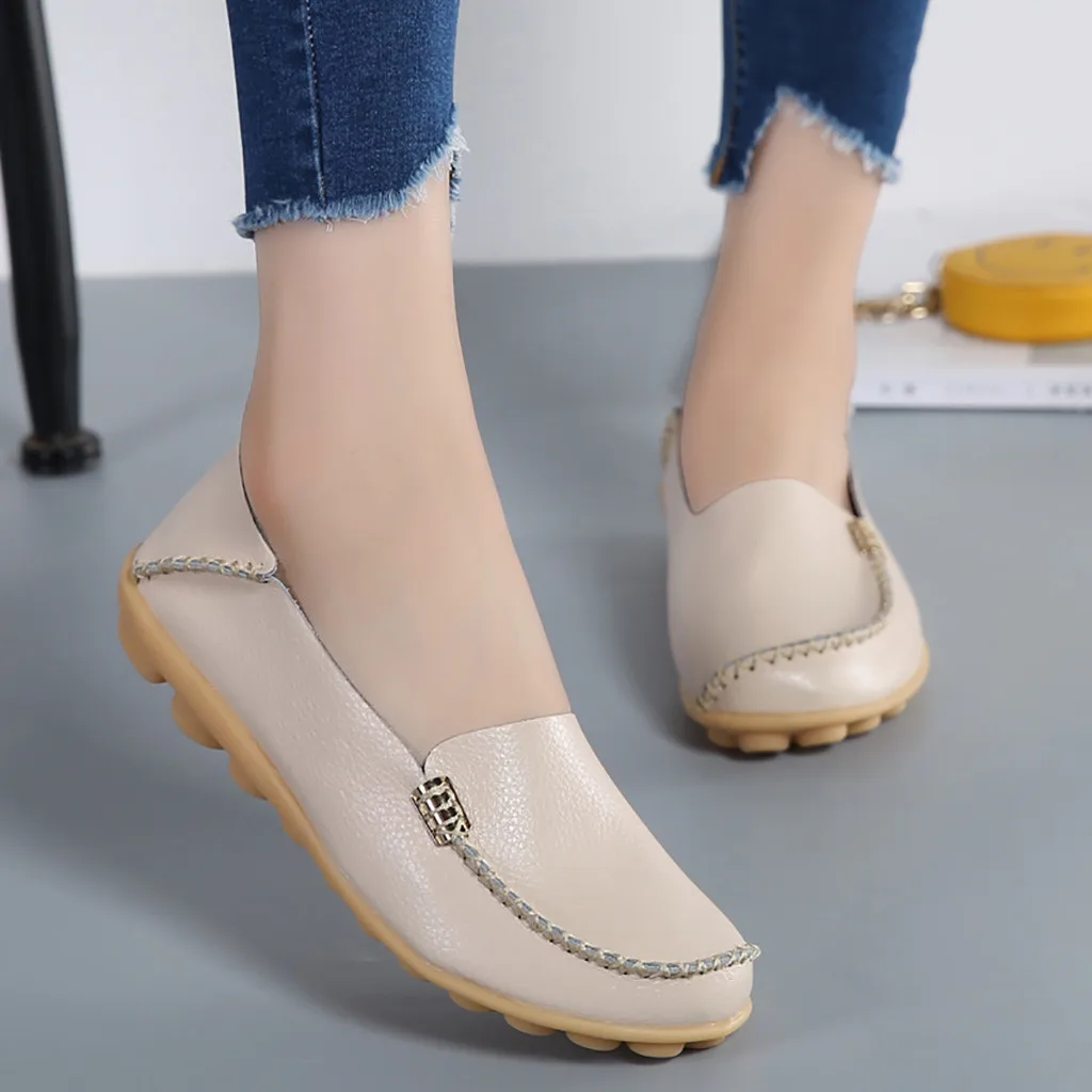 Women Flats Spring Summer Shoes Women Heels 4.3CM Genuine Leather Chaussures Femme Casual Women Loafers Ballet Flat Shoes#3
