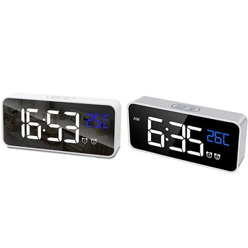 

LED Display Digital Alarm Clock, Easy Digital Clock for Kid Senior, Snooze, 2 Alarms Clock,with USB Port Charger,Adjustable Volu
