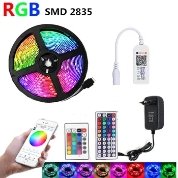 

5M Luces Led Strip 12V SMD 2835 Led Lights RGB Neon Light Strips WIFI 24 44 Key Bluetooth Control Set for Room Party Decoration