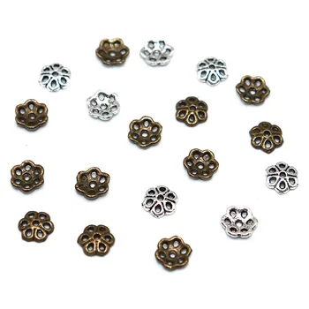 

100/200pcs Zinc Alloy Tibetan Silver Plated Bead Caps 6mm Bead End Caps For Jewelry Making Bronze Flower Beads Caps Charms