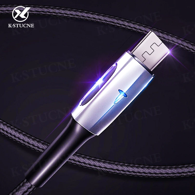 KSTUCNE LED 2 м Micro USB кабель 3A QC3.0 Быстрая зарядка провод для Samsung J7 Xiaomi Redmi Note 5 Pro Android