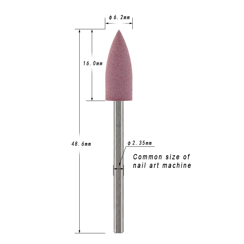 MAOHANG 5pcs/lot Rubber Silicone Nozzle Ceramic Milling Burr Nail Art Cutter Polishing Buffer Files Electric Machine Drill Bit 6