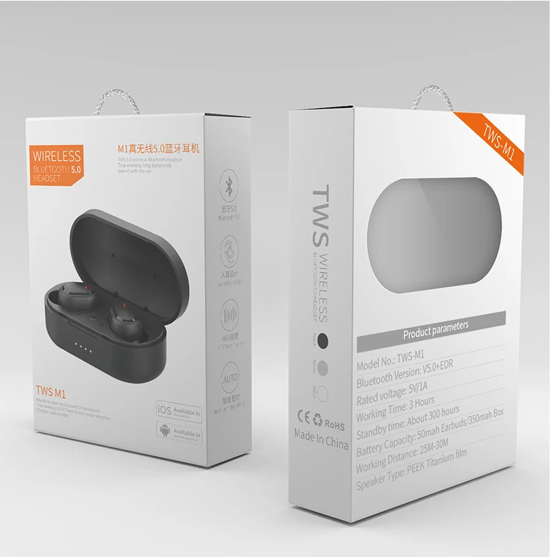 TWS M1 Wireless Bluetooth Headsets VS Redmi Airdots Earbuds Wireless Earphones with Mic Earbuds for iPhone Xiaomi Huawei Samsun