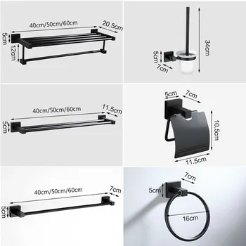 

Aluminum bathroom accessories black towel rack towel ring hair dryer bracket wall mounted toilet paper holder soap basket