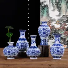 Jarrón decorativo de porcelana azul y blanca Vintage de estilo chino, jarrón decorativo de cerámica para decoración de hogar