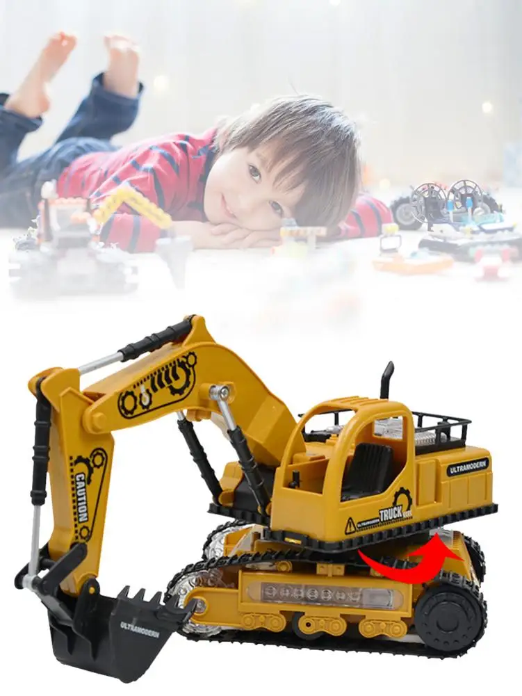 

6 Channels Electronic Wear Resistant Kids Truck Crawler Simulation USB Rechargeable Gift Wireless Toys With Light RC Excavator