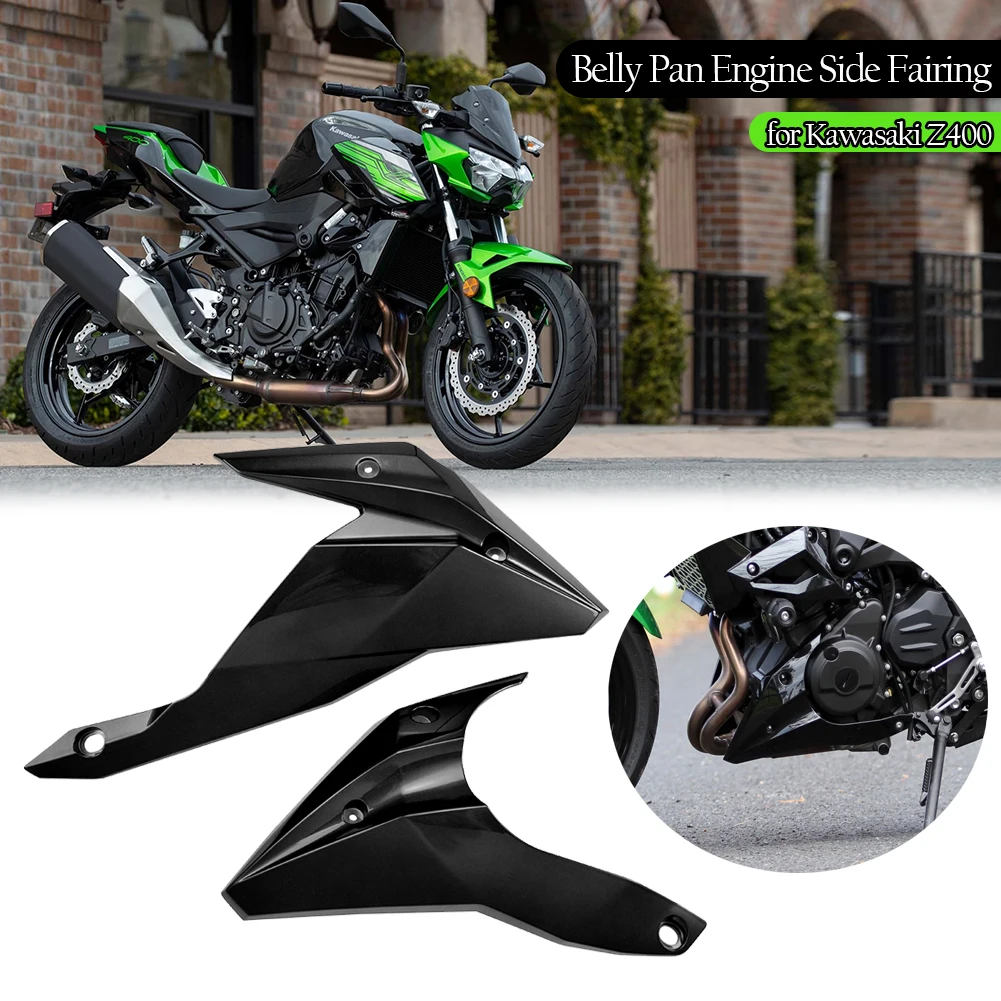 FATExpress Motorcycle ABS Belly Pan Bellypan Lower Engine Guard Protection Spoiler Cowling Fairing for Kawasaki Z 400 Z400 Accessories Parts 2018 2019 2020 2021 18 19 20 21 Gloss Black 