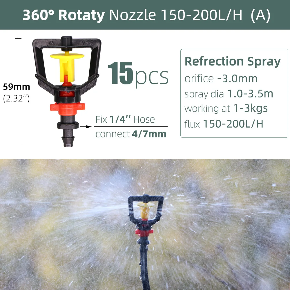 Greenhouse Barb Watering Sprinkler Irrigation System Garden Mist Emitters Stake Micro Spray Rotating Nozzles 1/4'' garden sprinkler,plants irrigation kits