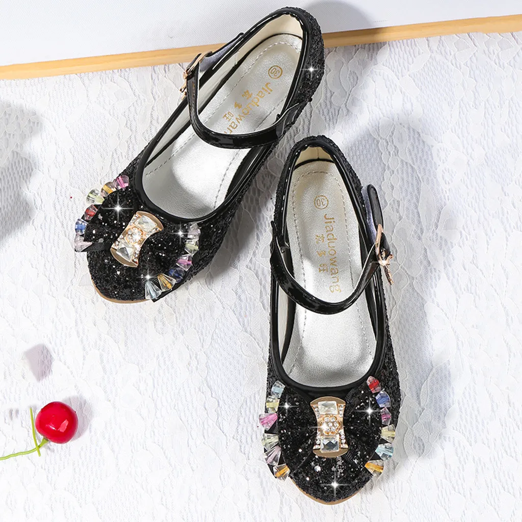 Infant Kids Baby Girls Pearl Crystal Bling Bowknot Single Princess Shoes Sandals Soft Sole Anti-slip Fashion girls shoes