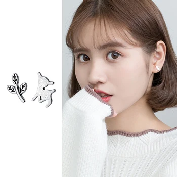 

Mocanie Minimalist Plant Tree Branches Elk Pattern Genuine 925 Sterling Silver Anti-Allergy Stud Earring for Women Fine Jewelry