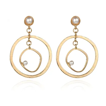 

Round Hollow out Hanging Dangle Women's Earrings Personality elegant exquisite For friend Gift ear nail 2019 New