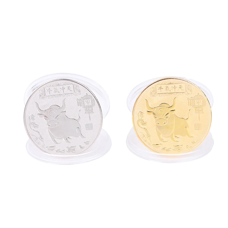 1pc  New Year Gold Coin Twelve Zodiac Ox Commemorative Coins For Collection Gift
