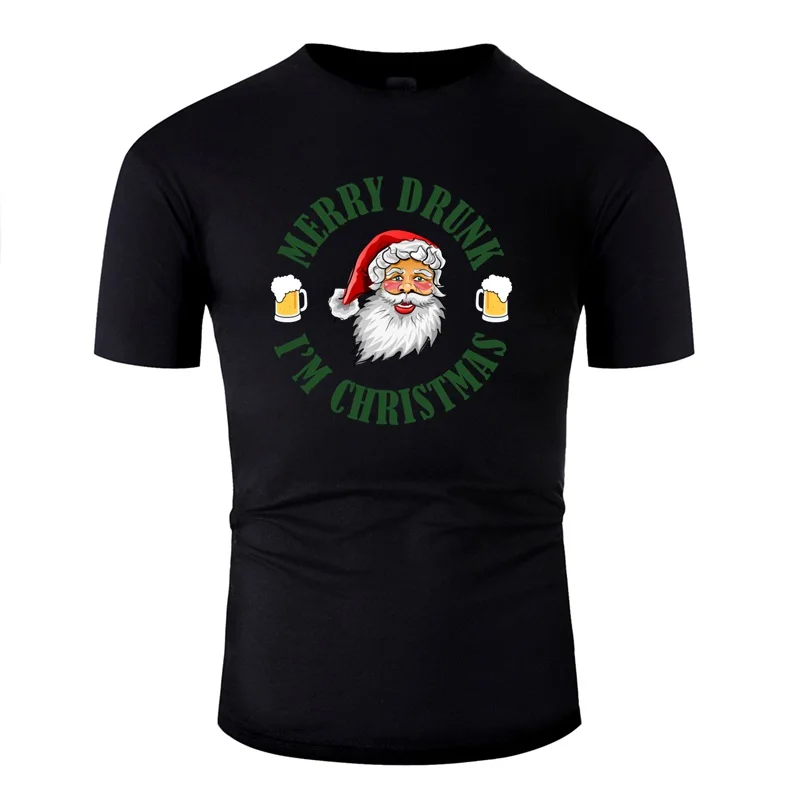Новейшая забавная Мужская футболка с надписью Merry Drunk I'm Christmas Gv, женская футболка с круглым воротником, Мужская футболка размера плюс S-5xl в стиле хип-хоп