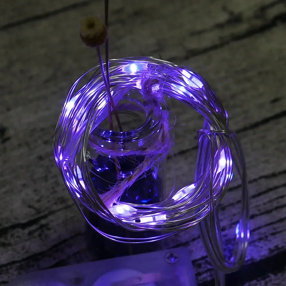

2M 20Led Button Cell Battery Powered Decor LED Copper Wire Fairy String Lights Lamps for Holiday Wedding Party with Battery box