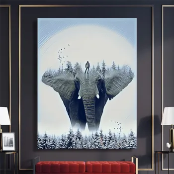 

Wall Pictur Posters Canvas Prints Forest Elephant Canvas Painting Animal Print Nordic Style Pictures For Wall Tuinposter