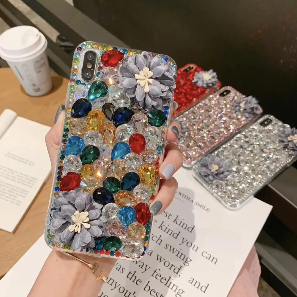 Роскошный бриллиант для iphone 6 6s 7 8 Plus X XR XS MAX Fashion Flower задняя крышка 6plus 7plus 8plus XSMAX