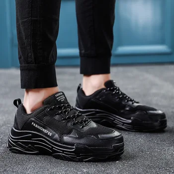 

Breathable Men Sneakers Casual High Quality All Black Mesh Men Shoes Youth Boys White Thick Platform Male Shoes Designer Shoes