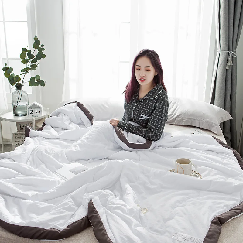 

2019 Ultra-Soft Solid Color MUJI Japanese Style Washed Cotton Summer Blanket Insurance Gift Summer Quilt Airable Cover